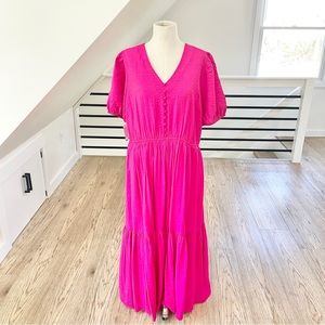 NWT XXL Nine West hot pink midi / maxi dress with pockets